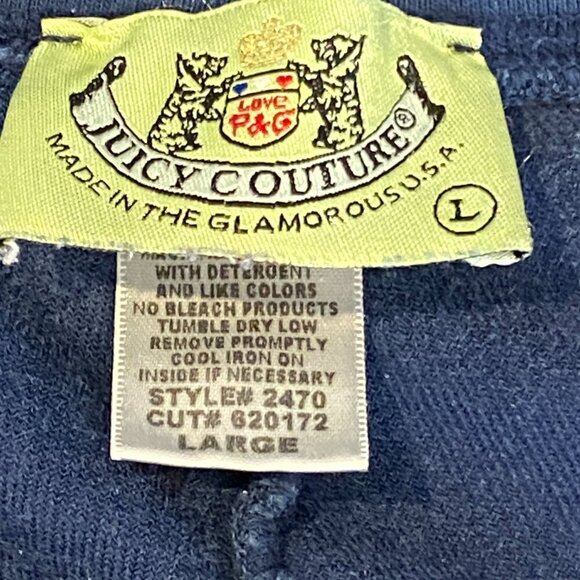 Juicy Couture Y2K Velour Drawstring Pants Sz L Blue #93R - Picture 7 of 8